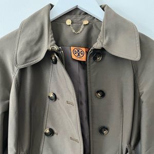 Tory Burch Trench Coat, Olive Green, Size 2